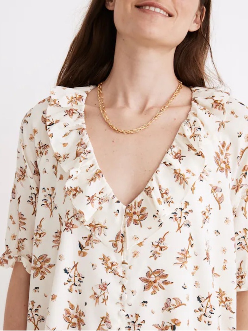 Madewell Ruffle Button-Front Trapeze Dress - Picture 3 of 7